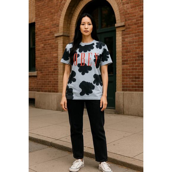 Obey Worldwide Abstract Tie-Dye Graphic T-Shirt – Size L - Picture 9 of 9